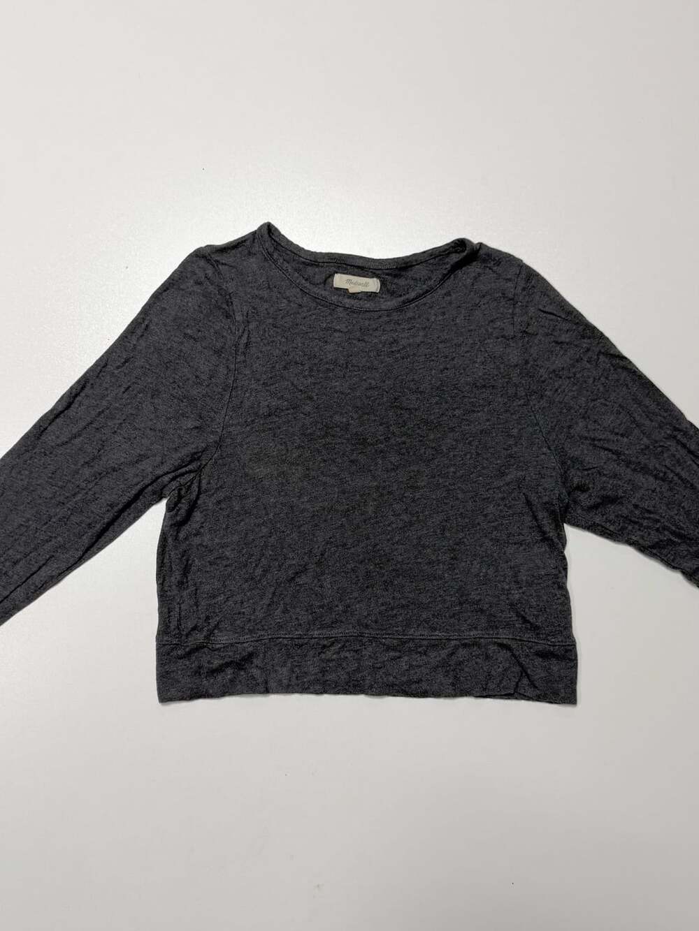 Madewell Crew Neck Cropped Top Gray Size S Minimalist Balletcore Quiet Luxury Cl